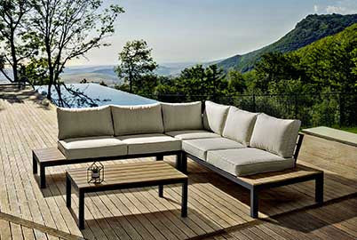 Conjunto Elias sofá en L + mesa, color antracita