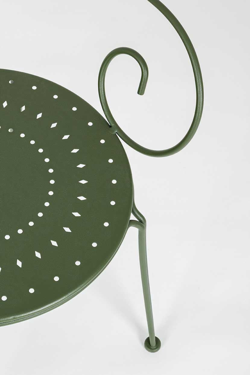 Conjunto Etienne mesa Ø70cm + 2 sillas, color Forest