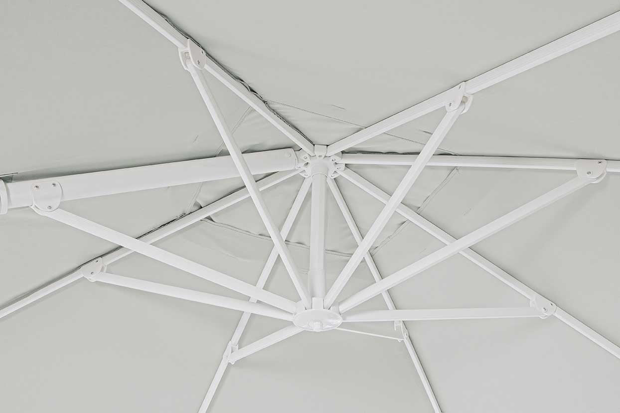 Parasol excéntrico Eden 3x3, color blanco-natural