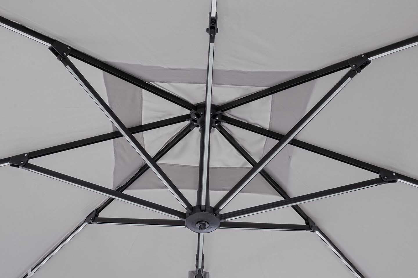 Parasol excéntrico Ines 3x3 LED, color gris claro