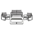 Conjunto Merrigan sofá + 2 sillones + mesa, color antracita