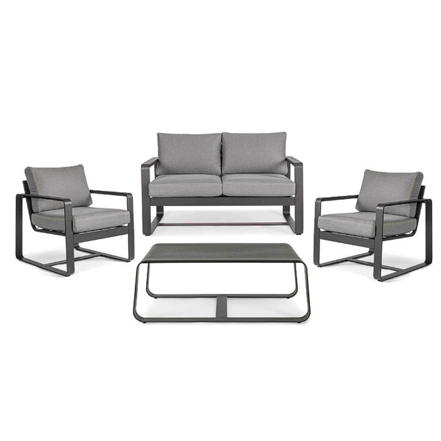 Conjunto Merrigan sofá + 2 sillones + mesa, color antracita