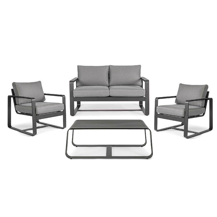 Conjunto Merrigan sofá + 2 sillones + mesa, color antracita