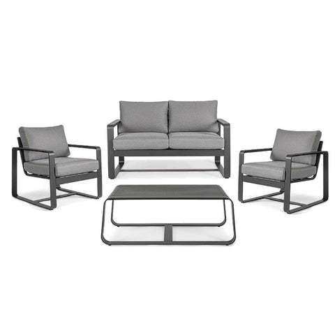 Conjunto Merrigan sofá + 2 sillones + mesa, color antracita