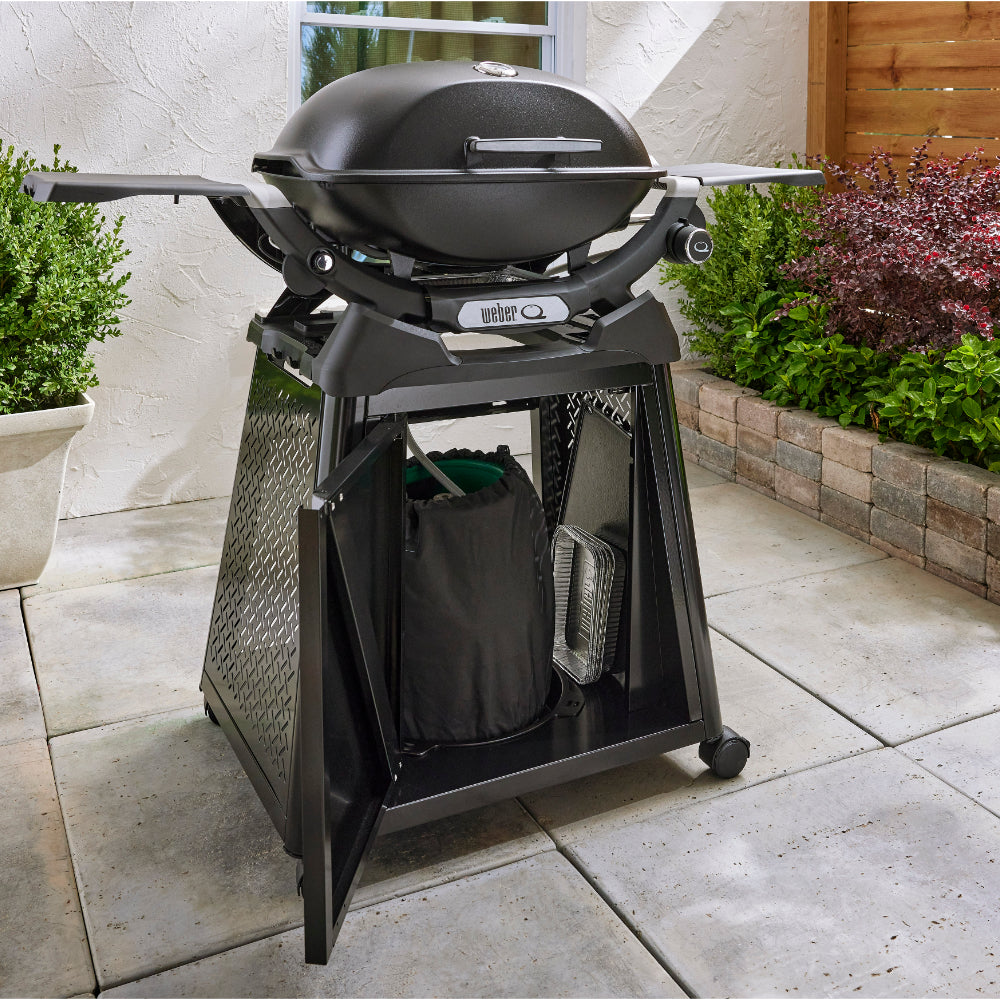 Weber Q 2200N barbecue with side tables and premium cart