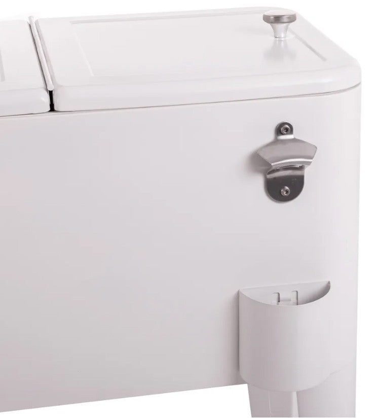 Nevera vintage con ruedas metal blanco