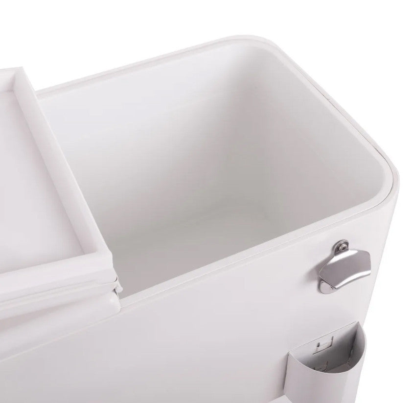 Nevera vintage con ruedas metal blanco