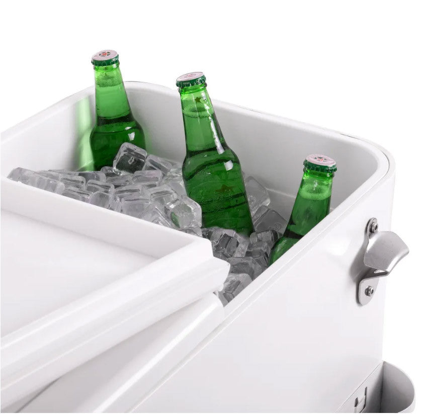 Nevera vintage con ruedas metal blanco