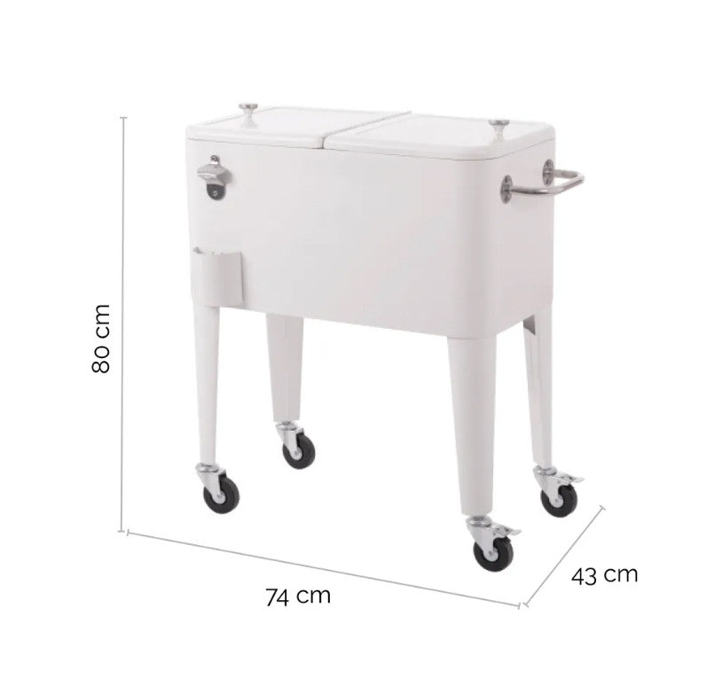 Nevera vintage con ruedas metal blanco