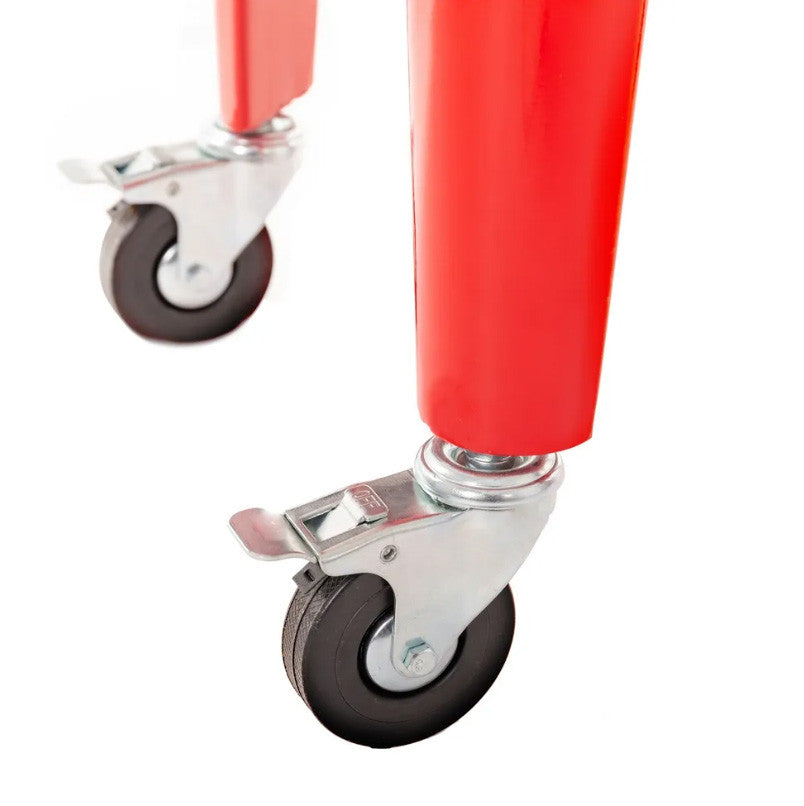 Nevera vintage con ruedas metal rojo