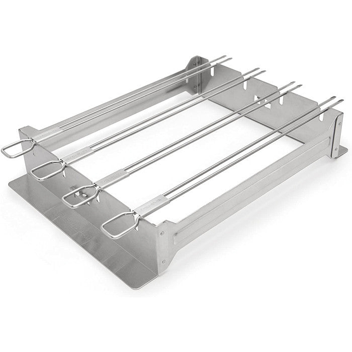Set de 4 brochetas con soporte en acero inox Broil King