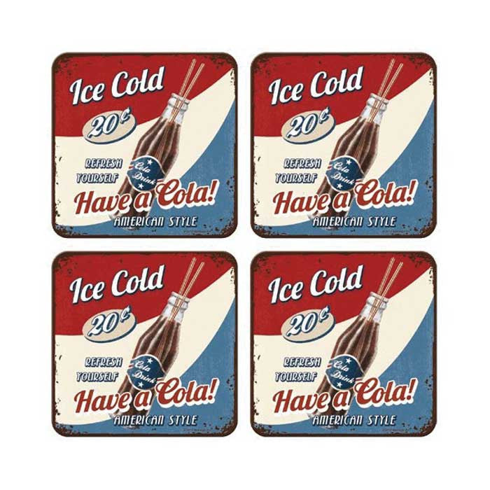 Posavasos metálicos 9x9 cm "Have a cola!" - Nostalgic Art
