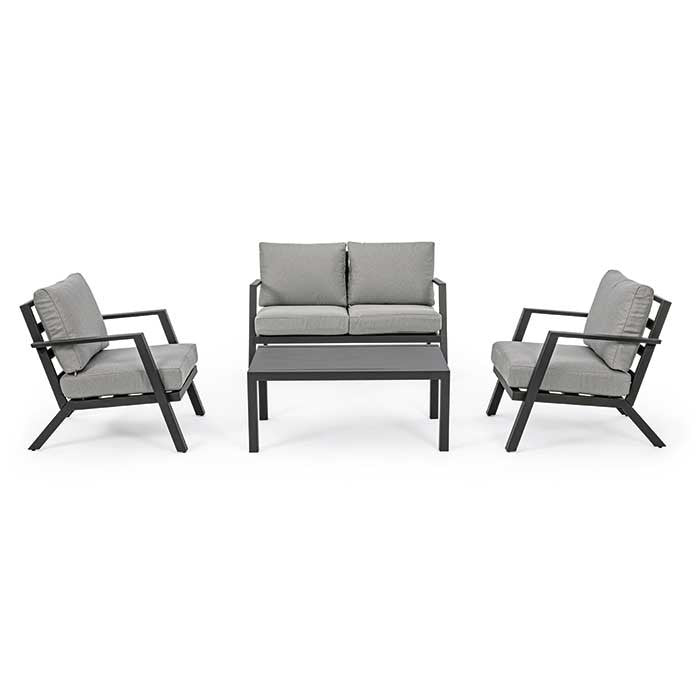 Conjunto Harley antracita, sofá + 2 butacas + mesa