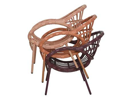 Silla Castel mimbre rosa