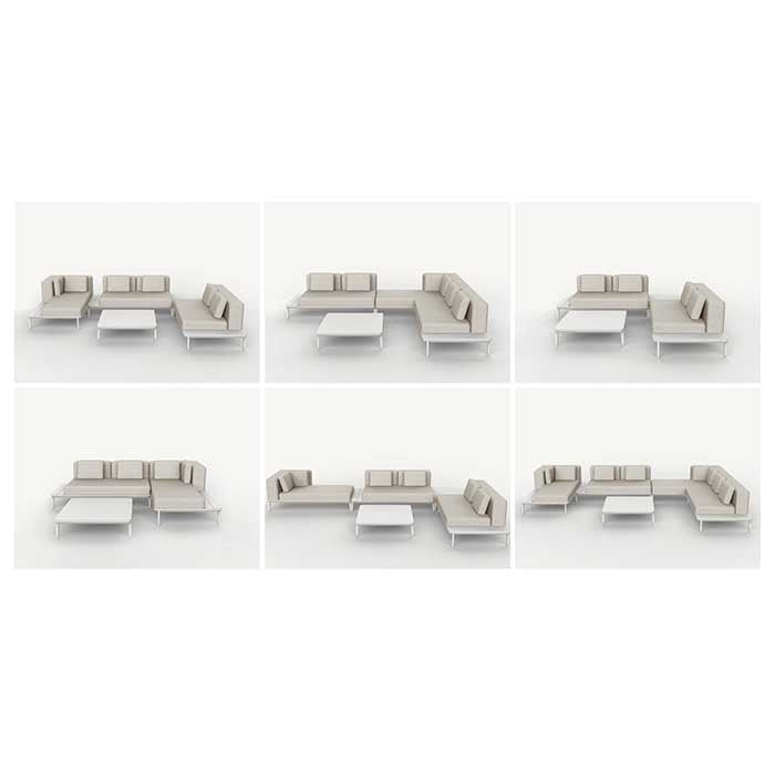 Conjunto lounge Matrix blanco 3 sofás + mesa