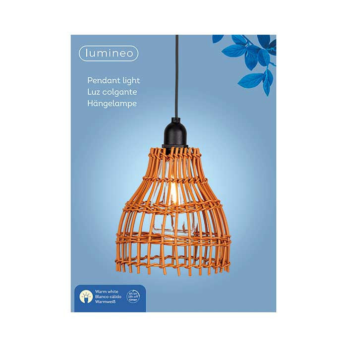 Lámpara LED colgante para jardín, estilo natural, luz cálida