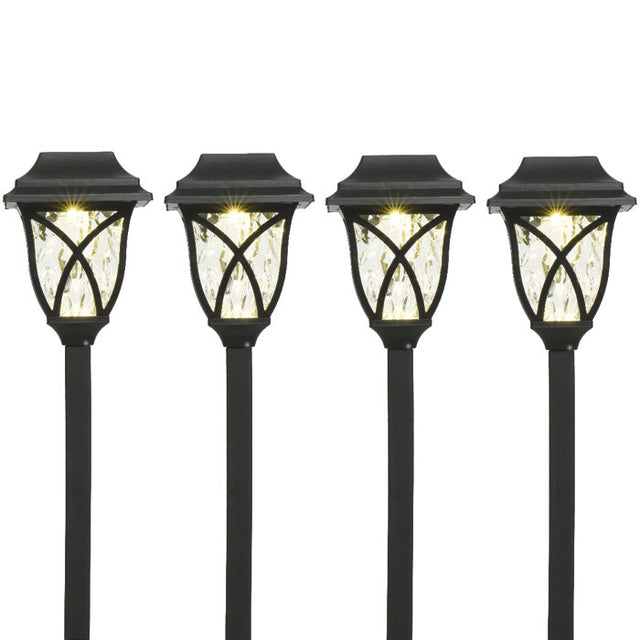 Set de 4 postes solares para jardín, luz cálida