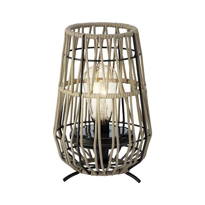 Lámpara solar para jardín, tramado de cuerda color beige, luz cálida