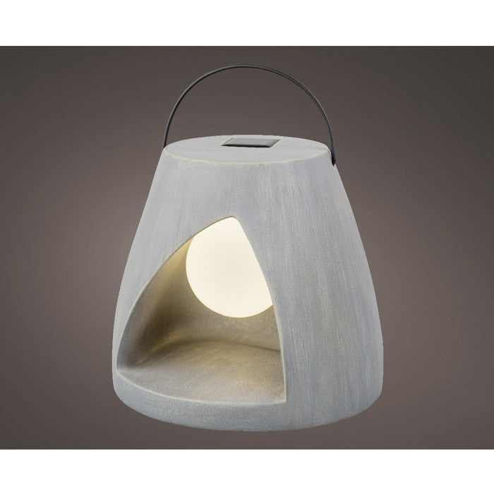 Lámpara solar, color gris piedra, luz cálida