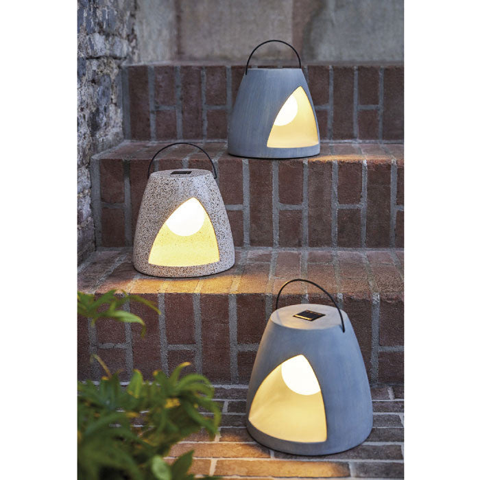 Lámpara solar, color gris piedra, luz cálida