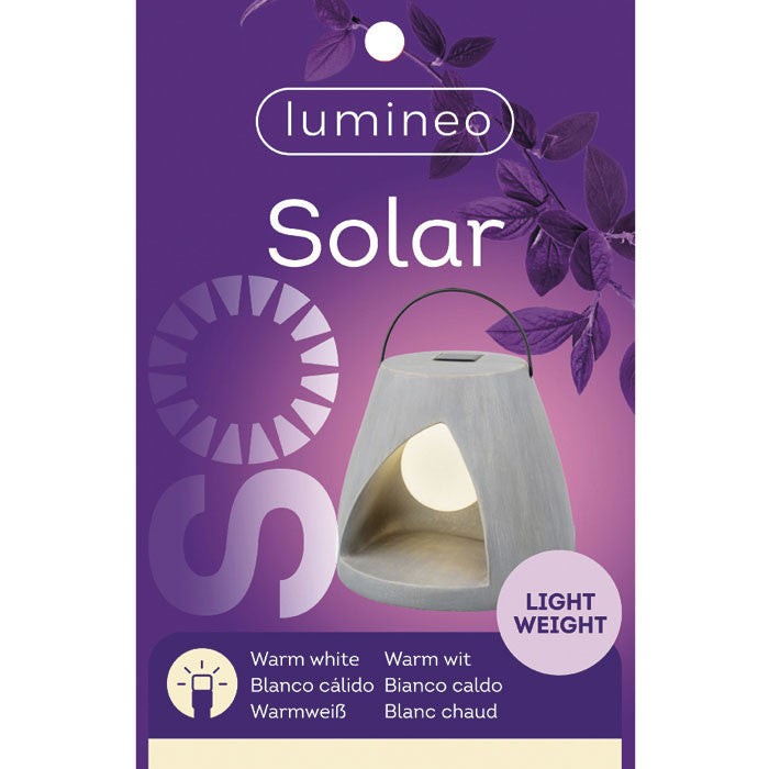 Lámpara solar, color granito, luz cálida