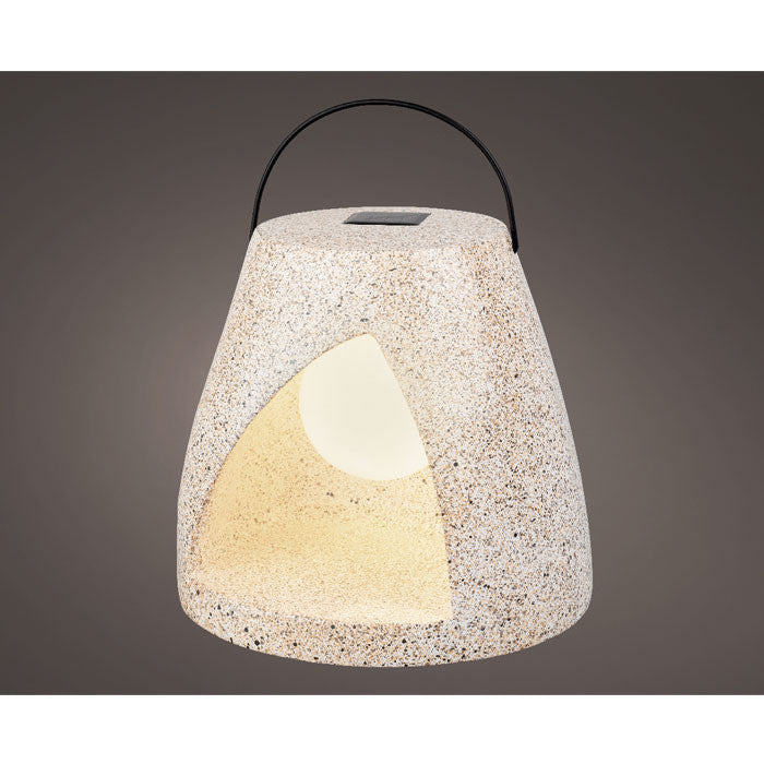 Lámpara solar, color granito, luz cálida