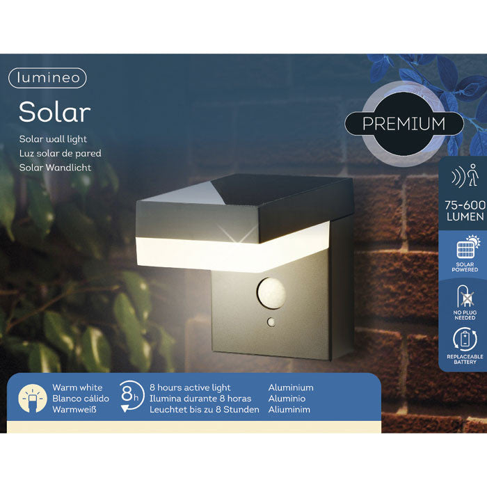 Lampara solar de pared con encendido automático, luz cálida