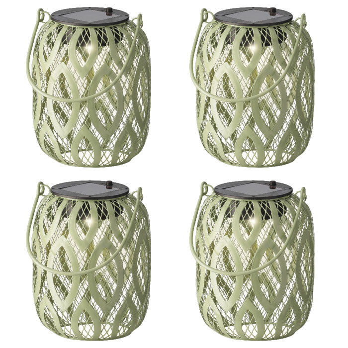 Set de 4 lámparas solares decorativas, color verde claro