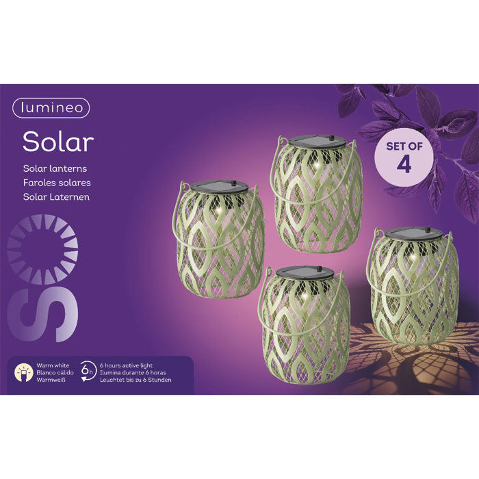 Set de 4 lámparas solares decorativas, color verde claro