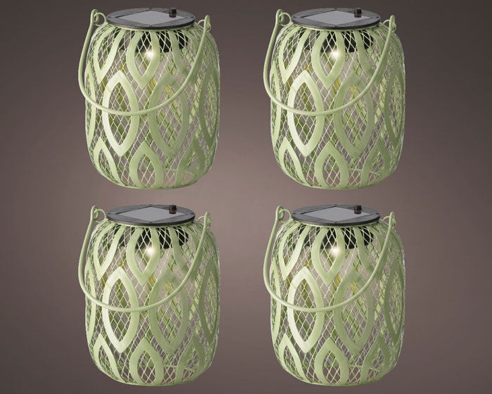 Set de 4 lámparas solares decorativas, color verde claro