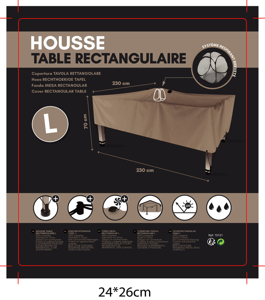 Funda mesa rectangular L 200x130x60 cm
