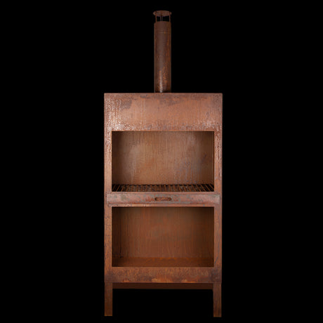 Estufa de terraza + Leñera óxido XL