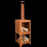 Estufa de terraza  con depósito de leña