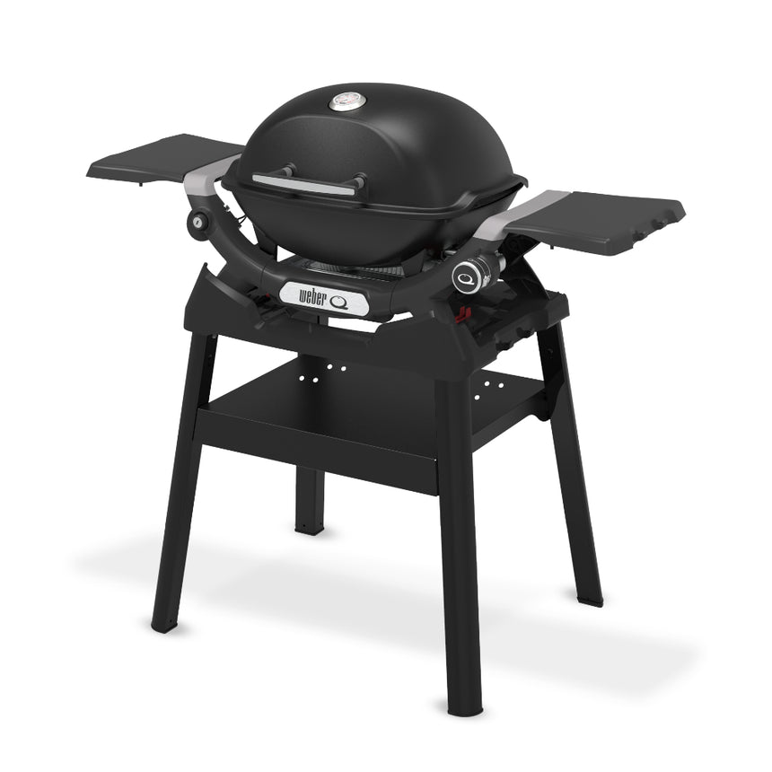 Barbacoa Weber Q 1200N con mesas laterales y soporte compacto