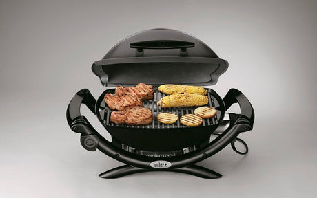 Barbacoa Weber® Q1400 Dark grey con mesas y soporte