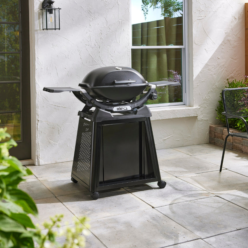 Weber Q 2200N barbecue with side tables and premium cart