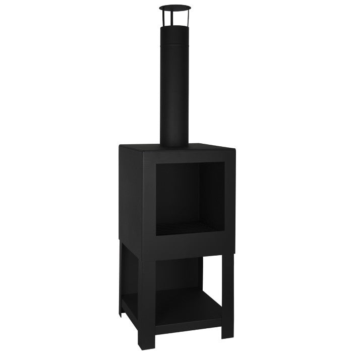 Estufa de jardín con leñero h136cm