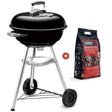 Barbacoa Weber® Compact Kettle Ø 47 cm Black + 3 Kg de briquetas