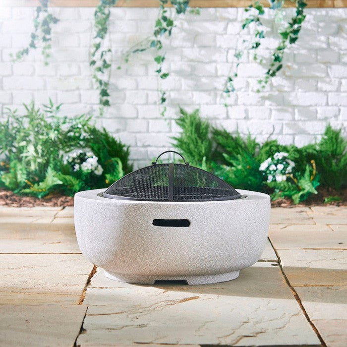 Brasero para jardín de cemento MgO y hierro, con protección, Ø60cm