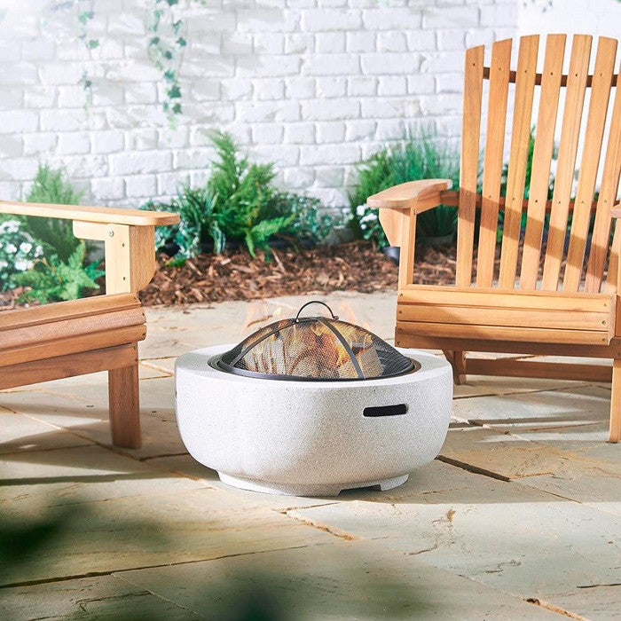 Brasero para jardín de cemento MgO y hierro, con protección, Ø90cm