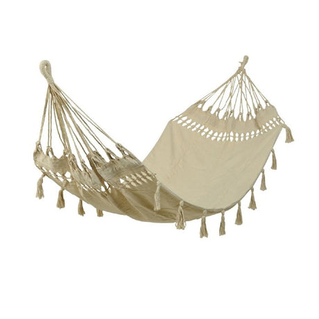 Hamaca con flecos, color gris, crema o tierra