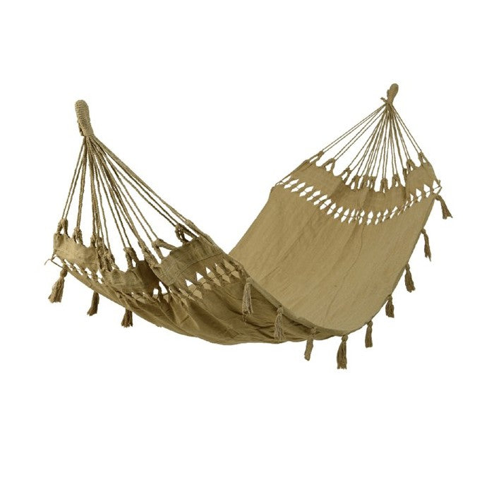 Hamaca con flecos, color gris, crema o tierra