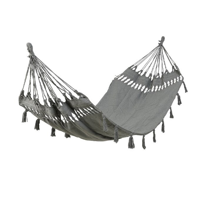 Hamaca con flecos, color gris, crema o tierra