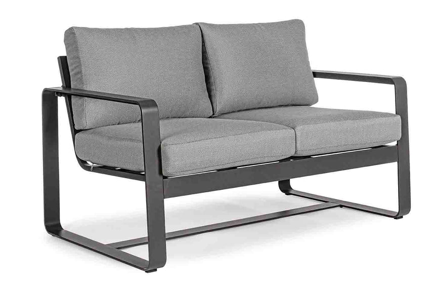 Conjunto Merrigan sofá + 2 sillones + mesa, color antracita