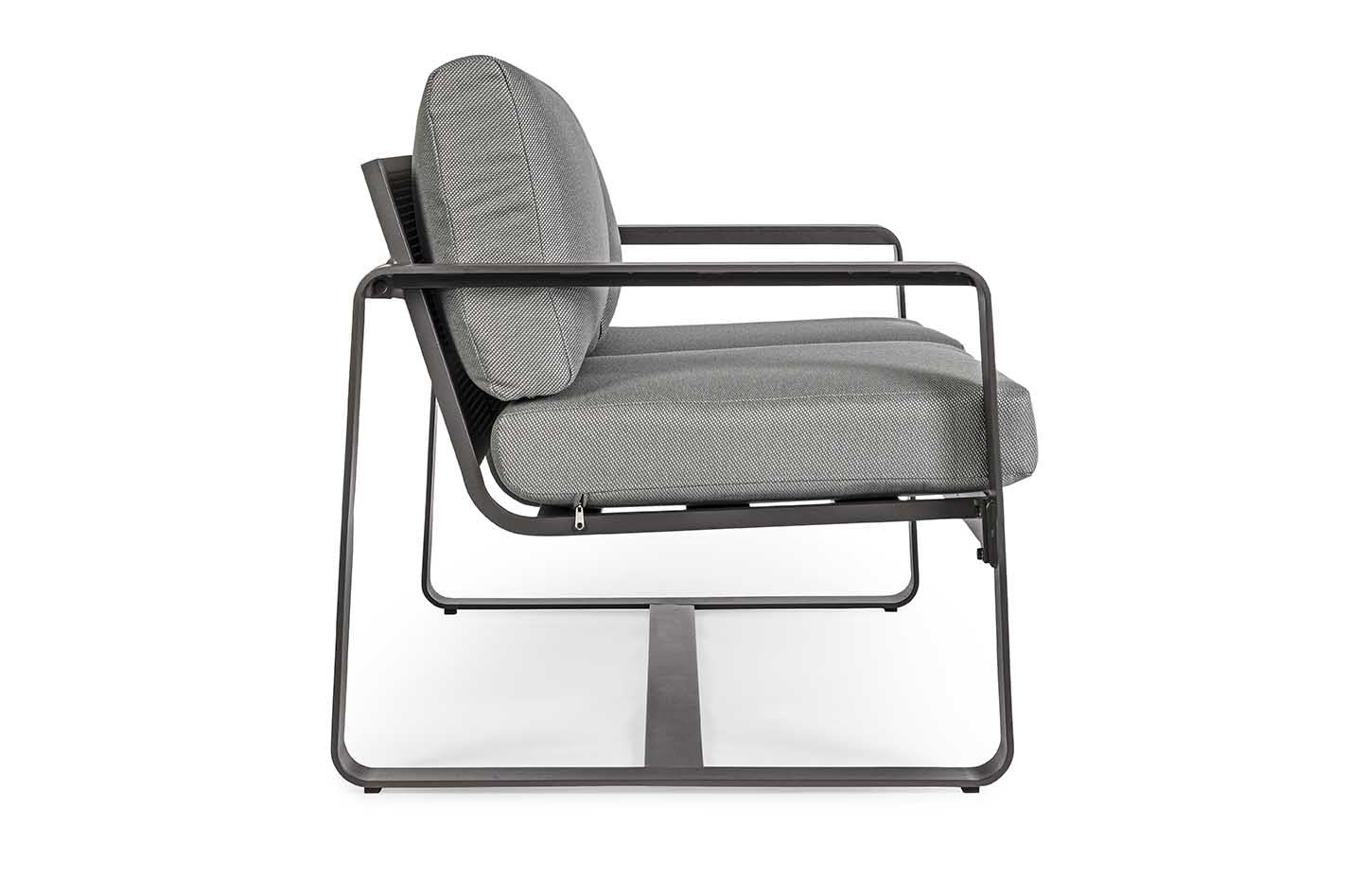 Conjunto Merrigan sofá + 2 sillones + mesa, color antracita