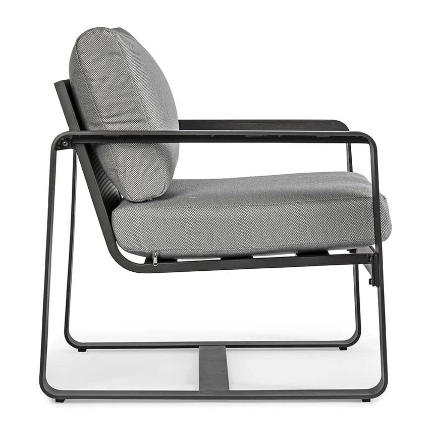 Conjunto Merrigan sofá + 2 sillones + mesa, color antracita