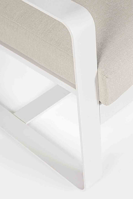 Conjunto Merrigan sofá + 2 sillones + mesa, color blanco