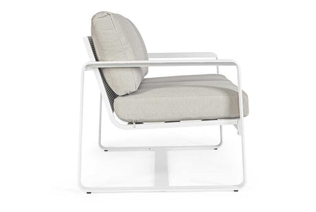 Conjunto Merrigan sofá + 2 sillones + mesa, color blanco