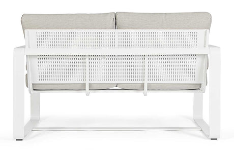Conjunto Merrigan sofá + 2 sillones + mesa, color blanco