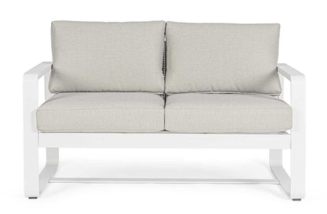 Conjunto Merrigan sofá + 2 sillones + mesa, color blanco